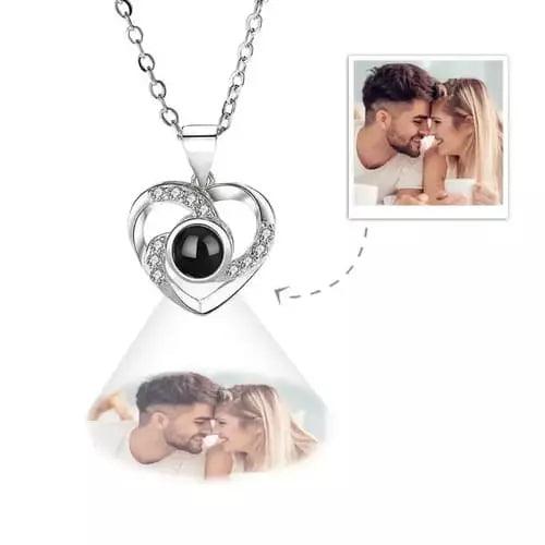 Colar Coração Zircônico - Foto Personalizável