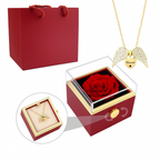 Colar Asas de Anjo Personalizável + Caixa de Flor Rotativa de Brinde