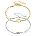 Pulseira Nó Infinito Banhada a Ouro 18k Design Ajustável Elegante