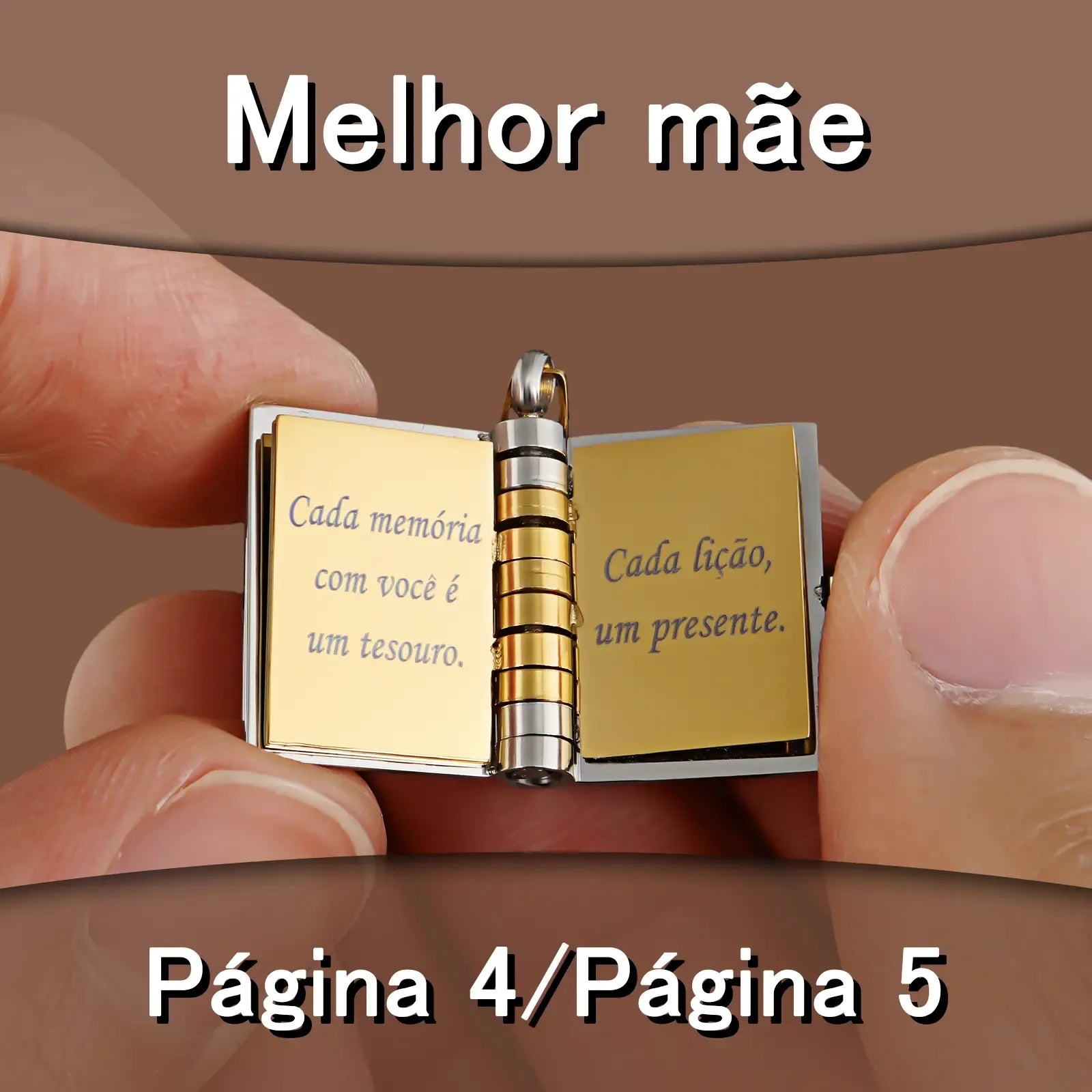 Colar com pingente de livro "Melhor Mãe" [COMPRE 1 E LEVE 2]